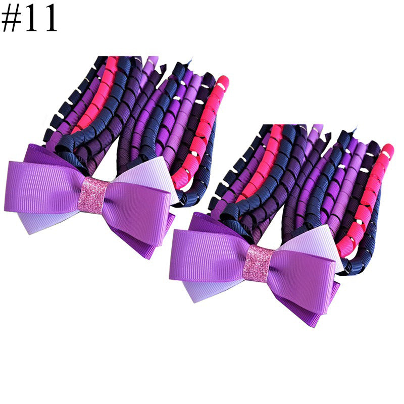 Wholesale 5pcs Bow Curl Ribbon Children's Christmas Independence Day Hair Clip